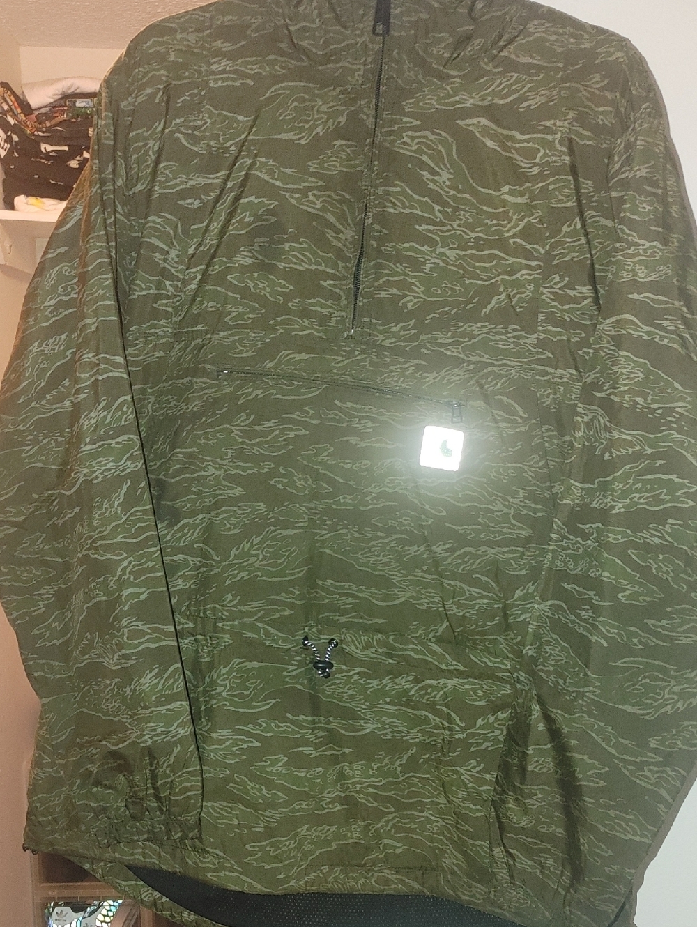 Carhartt Olive Tiger-Stripe Half-Zip Windbreaker